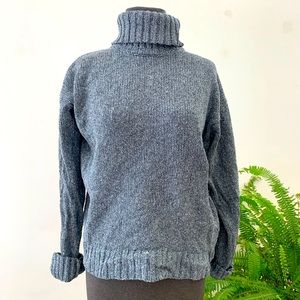 Raw Silk Knit Turtleneck Sweater